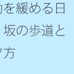 「d_425373 力を緩める日 坂の歩道と夕方」のサムネイル画像