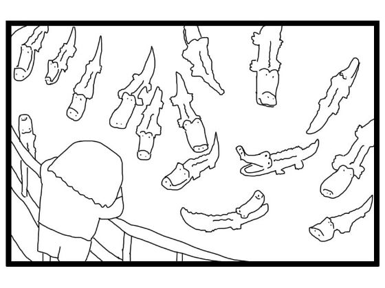 「d_581481 4コマ漫画「ワニ園のワニは動かない」」のサムネイル画像